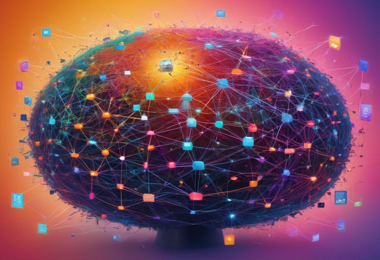 A visually captivating illustration of a digital blog interface with vibrant hyperlinks glowing in various colors, connecting different sections of the text. Diverse bloggers of different ethnicities enthusiastically pointing at the links, symbolizing connection and knowledge sharing. The background features a web-like network representing the vastness of the internet. super-realistic. vibrant colors. 3D.